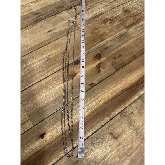 Chicos Silver Gold Tone Thin Beads 14" Long Layering Statement Necklace NEW - Picture 13 of 15